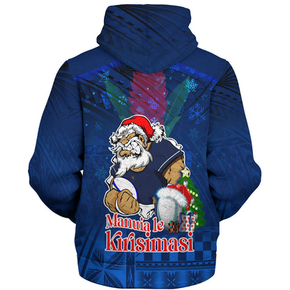 Samoa Sherpa Hoodie Manuia Le Kirisimasi Rugby Santa Style