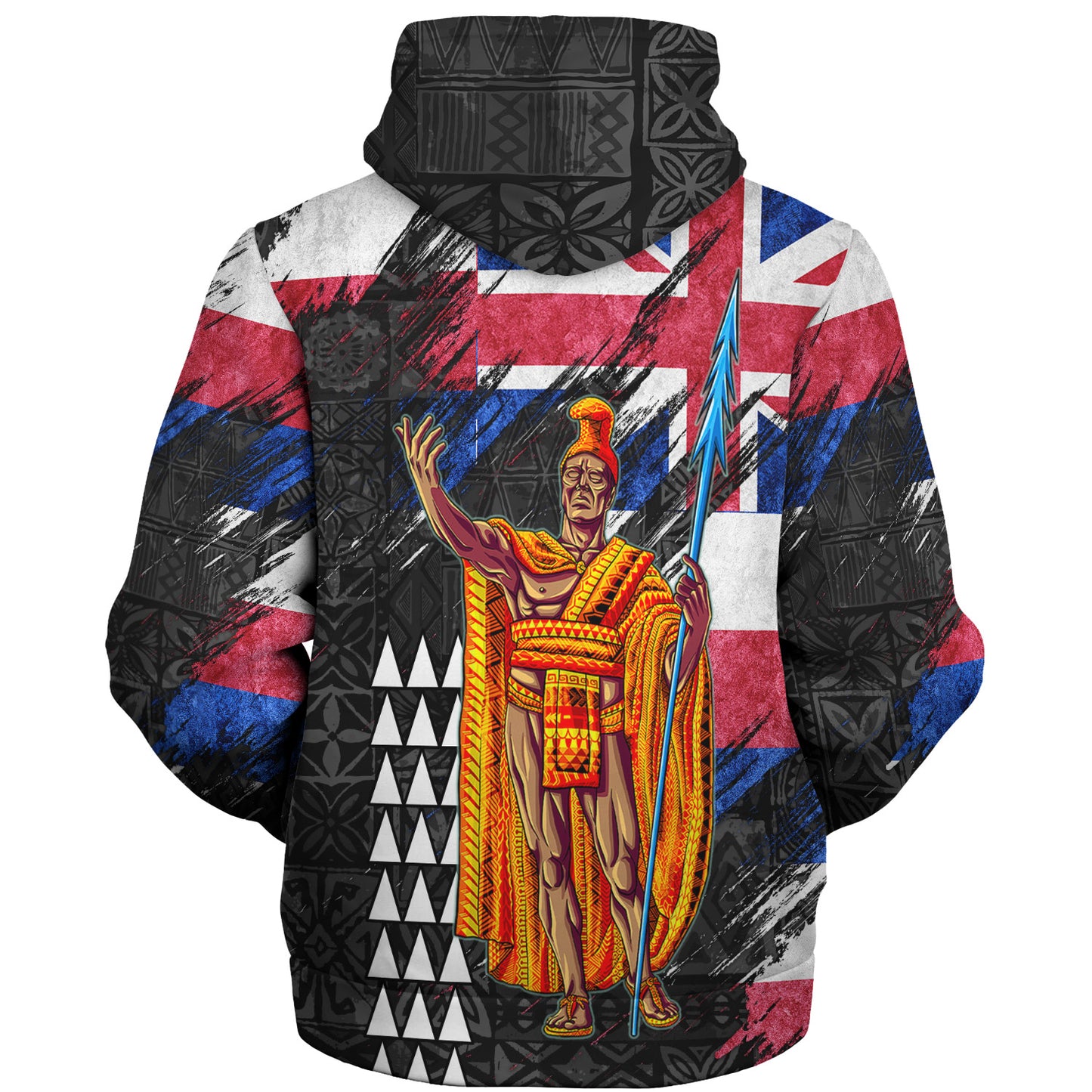 Hawaii Sherpa Hoodie  Hawaii King Grunge Style Color Flag Style