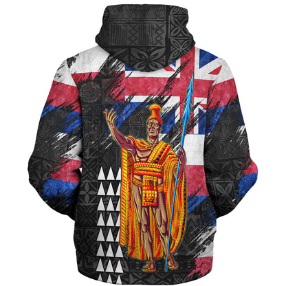 Hawaii Sherpa Hoodie  Hawaii King Grunge Style Color Flag Style