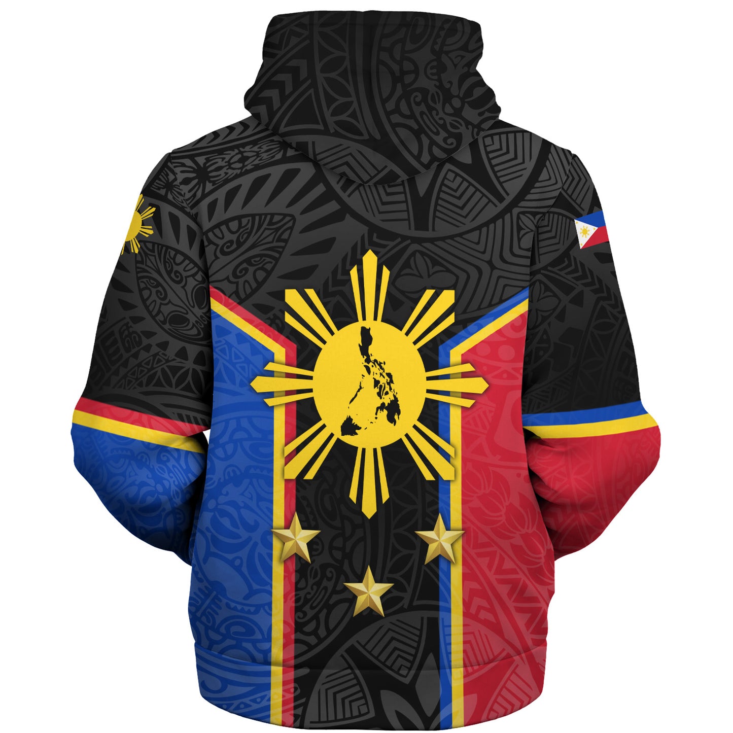 Philippines Filipinos Sherpa Hoodie Philippines Sun Tribal Pattern Style