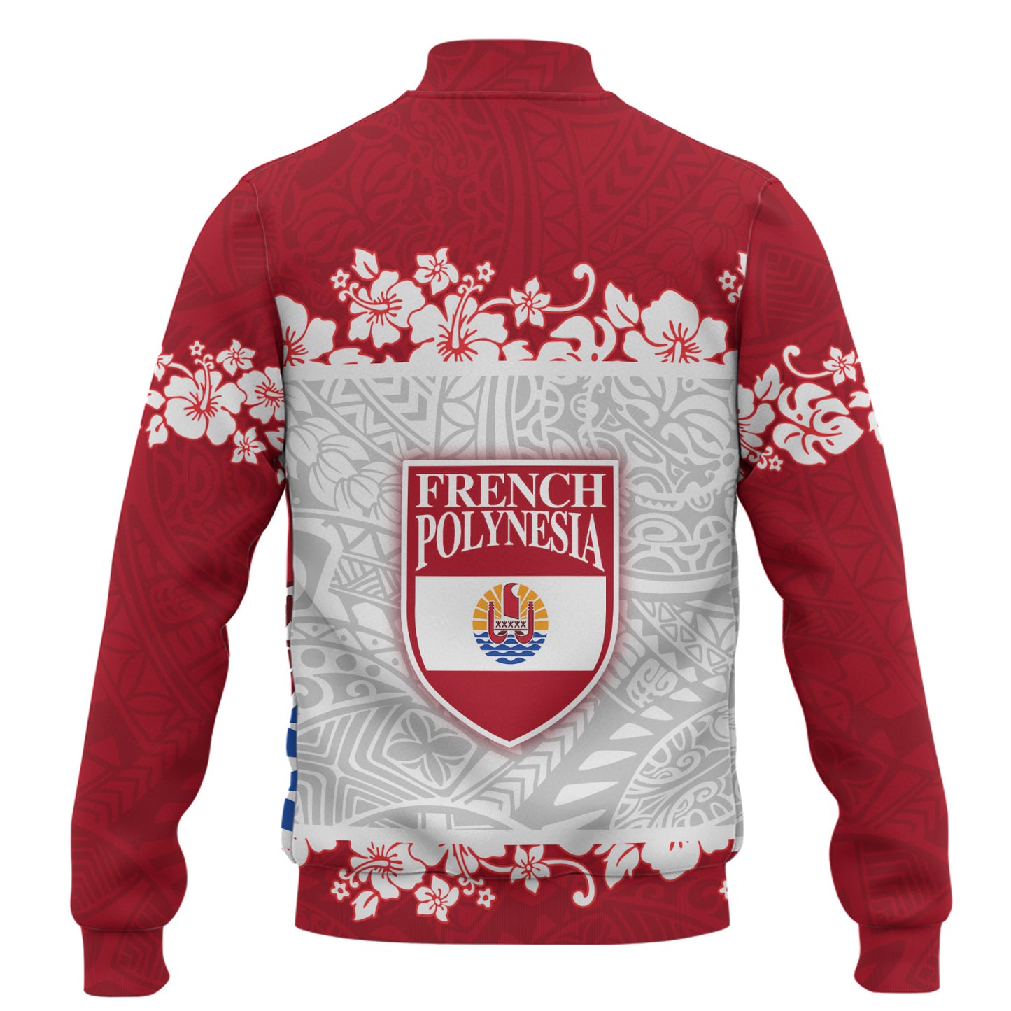 French Polynesia Baseball Jacket Seal With Plumeria Flowers Polynesia Patterns