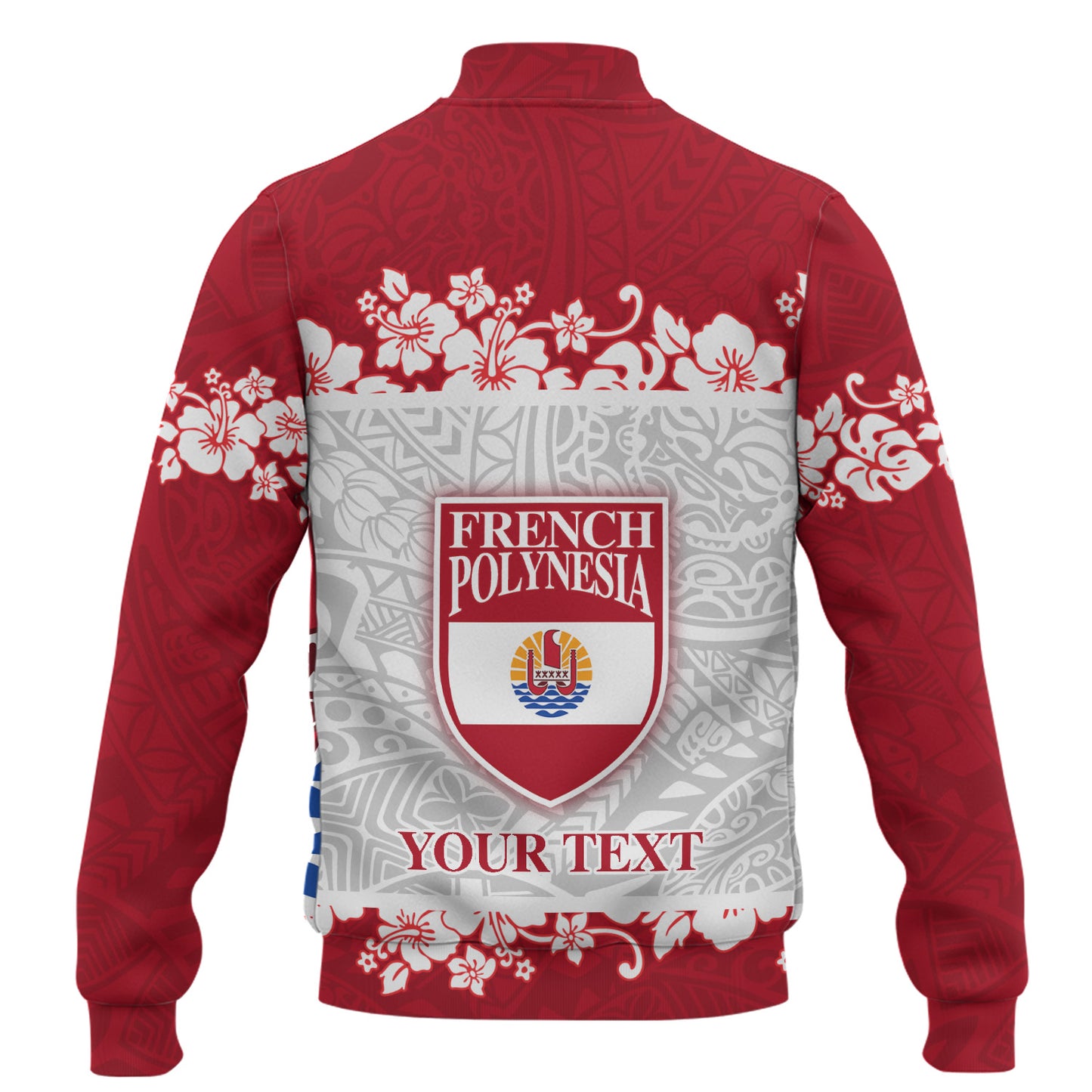 French Polynesia Baseball Jacket Seal With Plumeria Flowers Polynesia Patterns