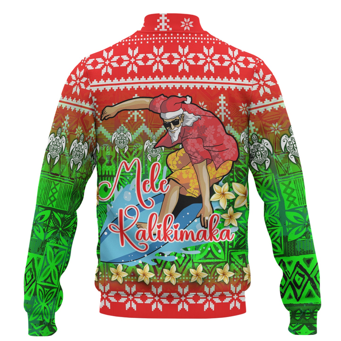 Hawaii Baseball Jacket Santa Surfing Mele Kalikimaka Style