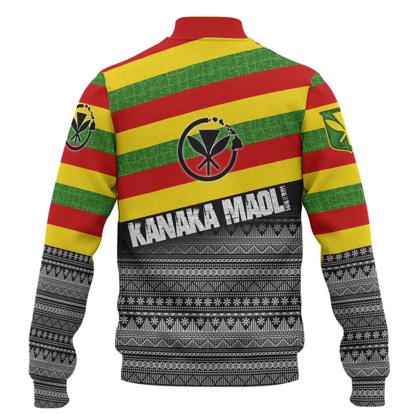 Hawaii Baseball Jacket Kanaka Maoli Flag Polynesian Tribal Patterns Grunge Style