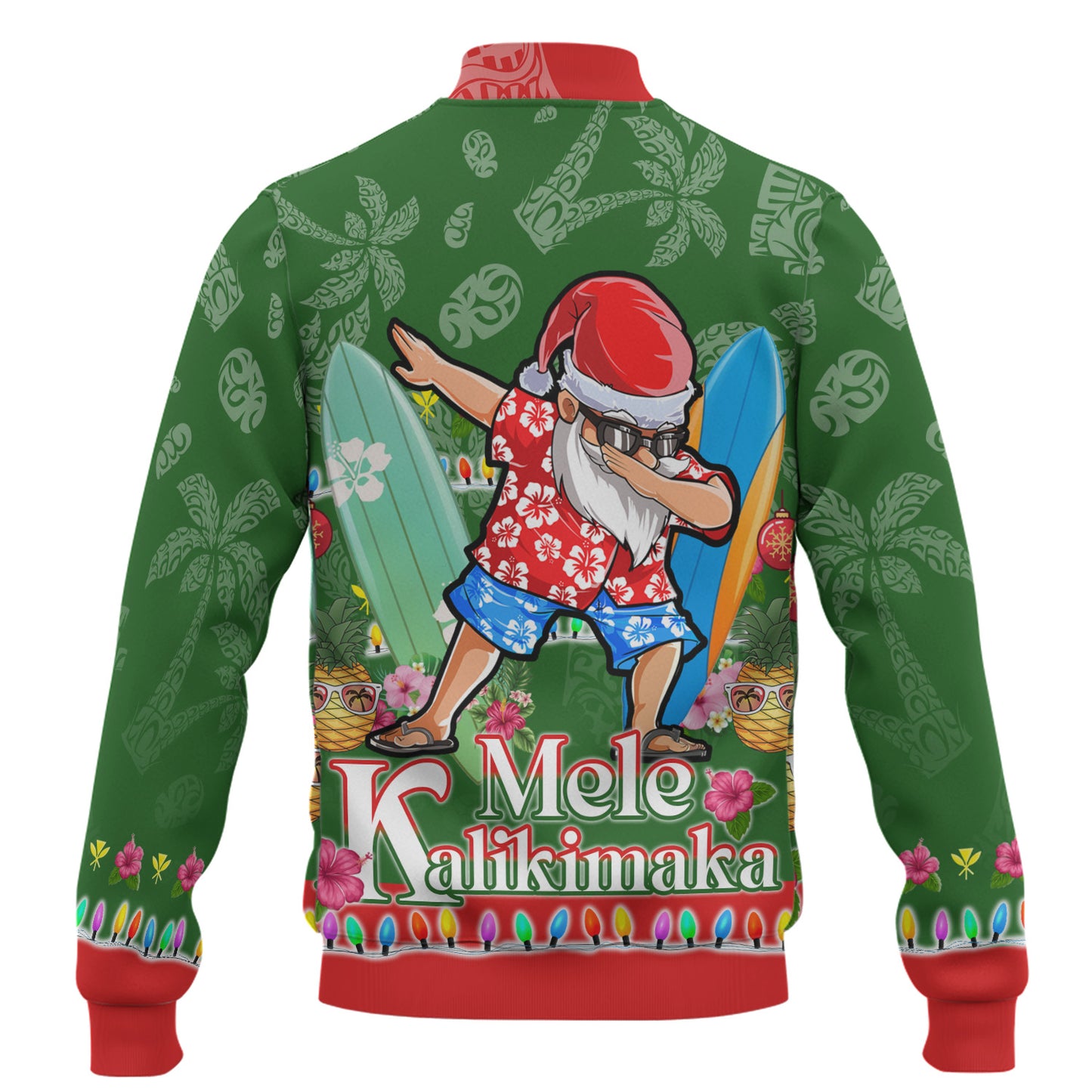 Hawaii Baseball Jacket Mele Kalikimaka Dabbing Santa Christmas Style