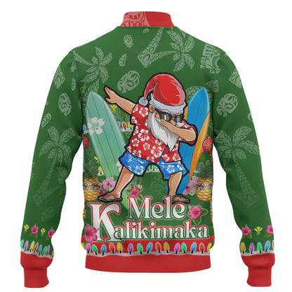 Hawaii Baseball Jacket Mele Kalikimaka Dabbing Santa Christmas Style