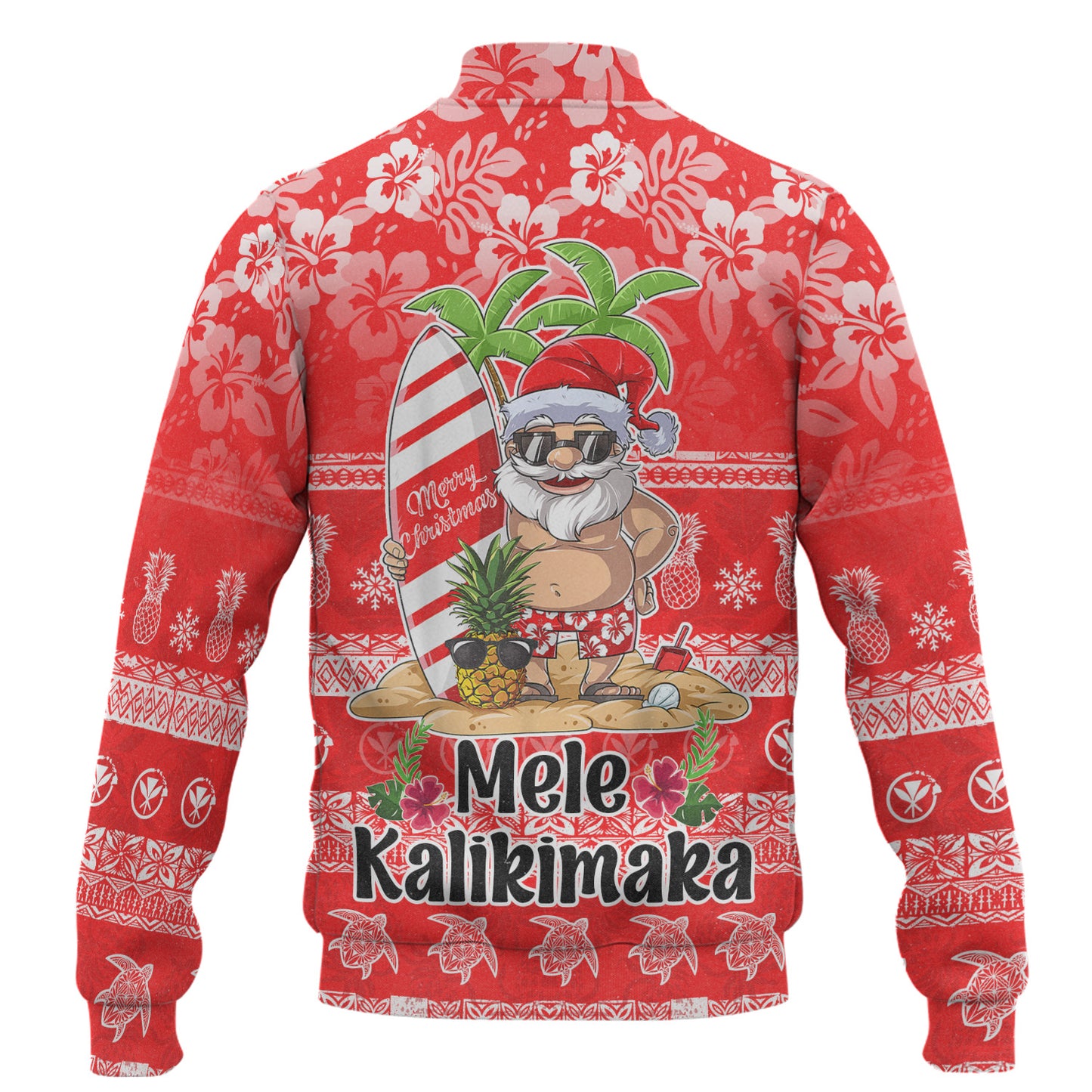 Hawaii Baseball Jacket Mele Kalikimaka Merry Christmas Tree Pineapple Tropical