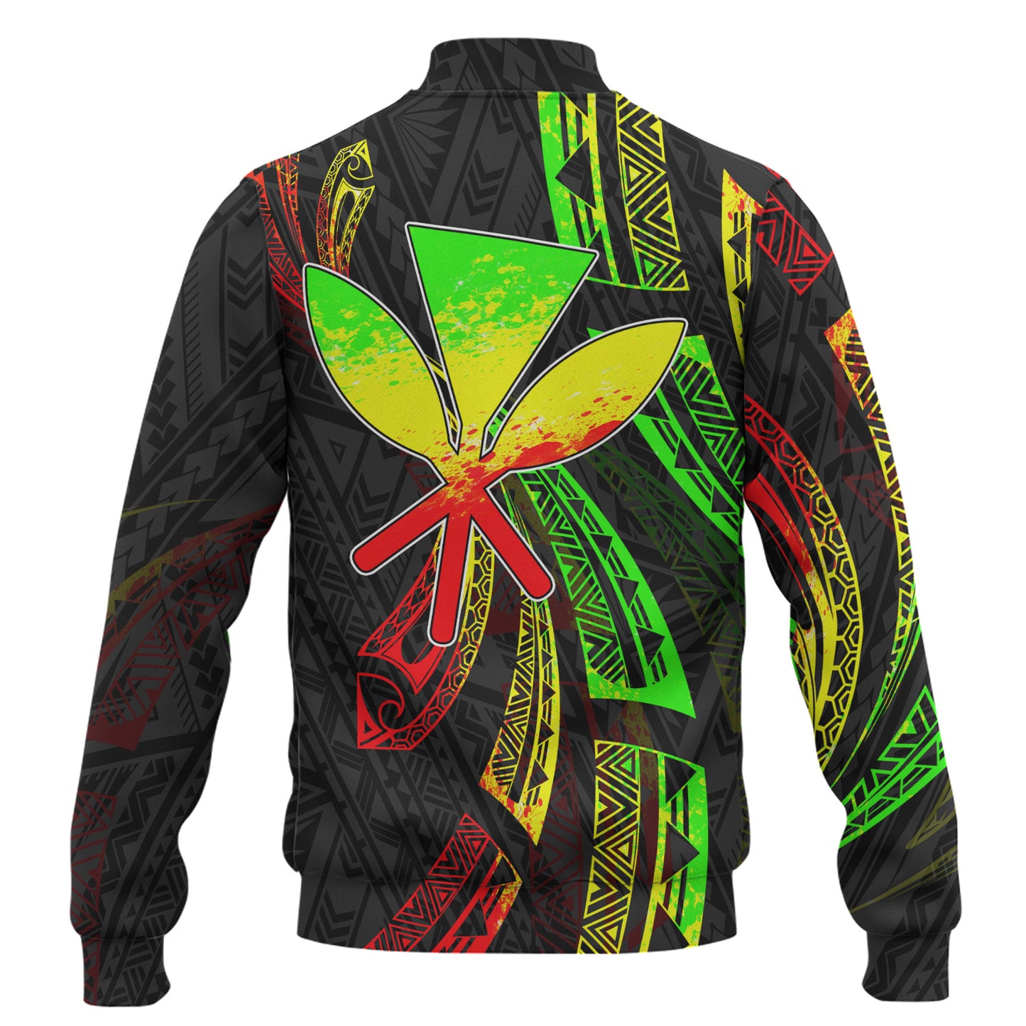 Hawaii Baseball Jacket Kanaka Maoli Polynesian Pattern Reggae Color