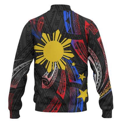 Philippines Filipinos Baseball Jacket Tribal Pattern Filipinos Sun