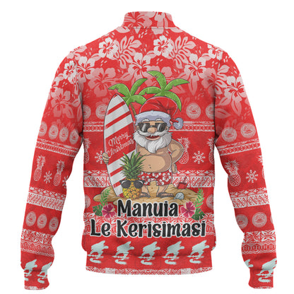 American Samoa Baseball Jacket Manuia Le Kerisimasi Tropical Xmas Patterns