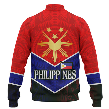 Philippines Filipinos Baseball Jacket Sun Filipinos Tribal Flowers Patterns
