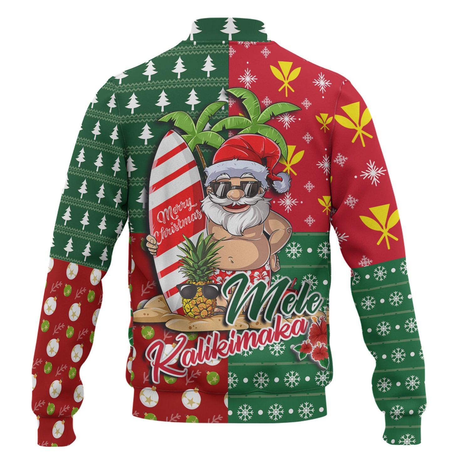 Hawaii Baseball Jacket Mele Kalikimaka Hawaii Christmas Patterns