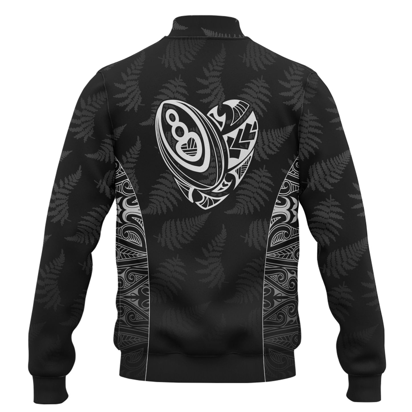 New Zealand Personalized Baseball Jacket Rugby Heart Maori Style Silver Fern