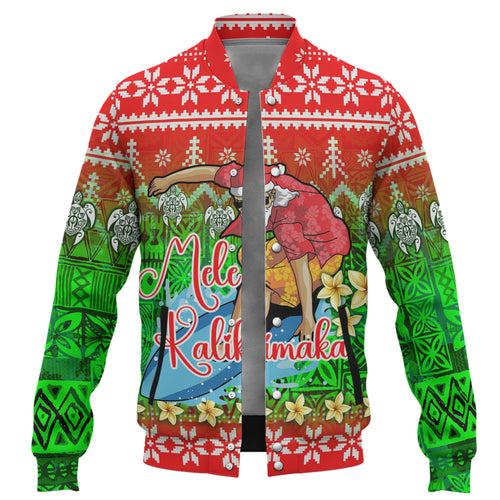 Hawaii Baseball Jacket Santa Surfing Mele Kalikimaka Style