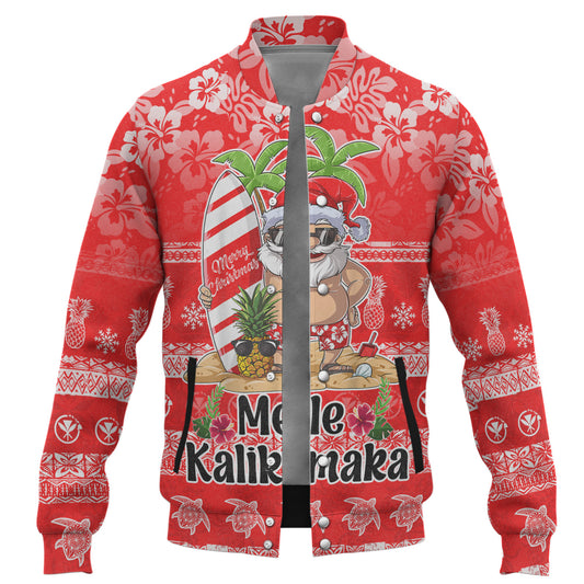 Hawaii Baseball Jacket Mele Kalikimaka Merry Christmas Tree Pineapple Tropical