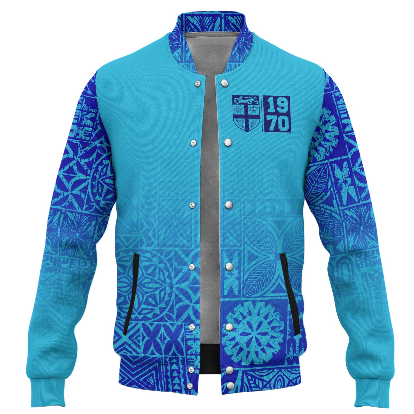 Fiji Baseball Jacket Fiji Independence 1970 Tapa Style ( Ver 2 )