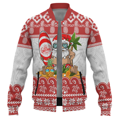 Hawaii Baseball Jacket Santa Surfing Merry Christmas Kanaka Maoli