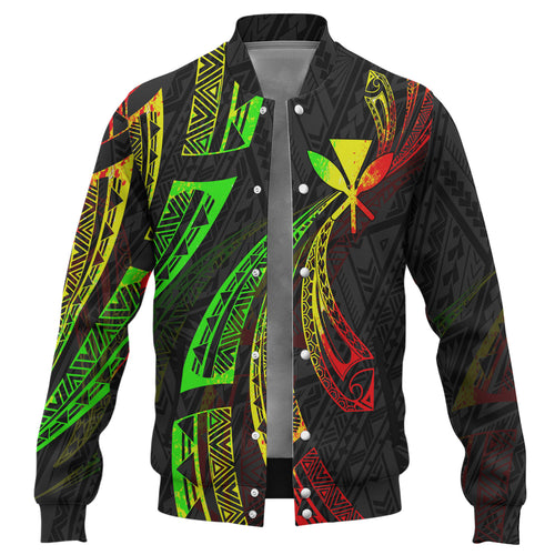 Hawaii Baseball Jacket Kanaka Maoli Polynesian Pattern Reggae Color