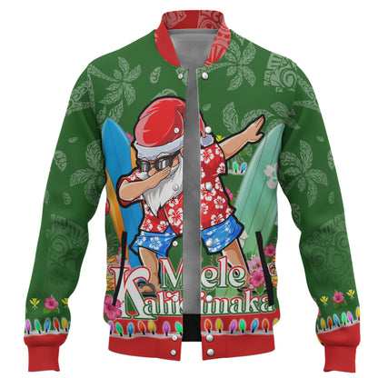 Hawaii Baseball Jacket Mele Kalikimaka Dabbing Santa Christmas Style