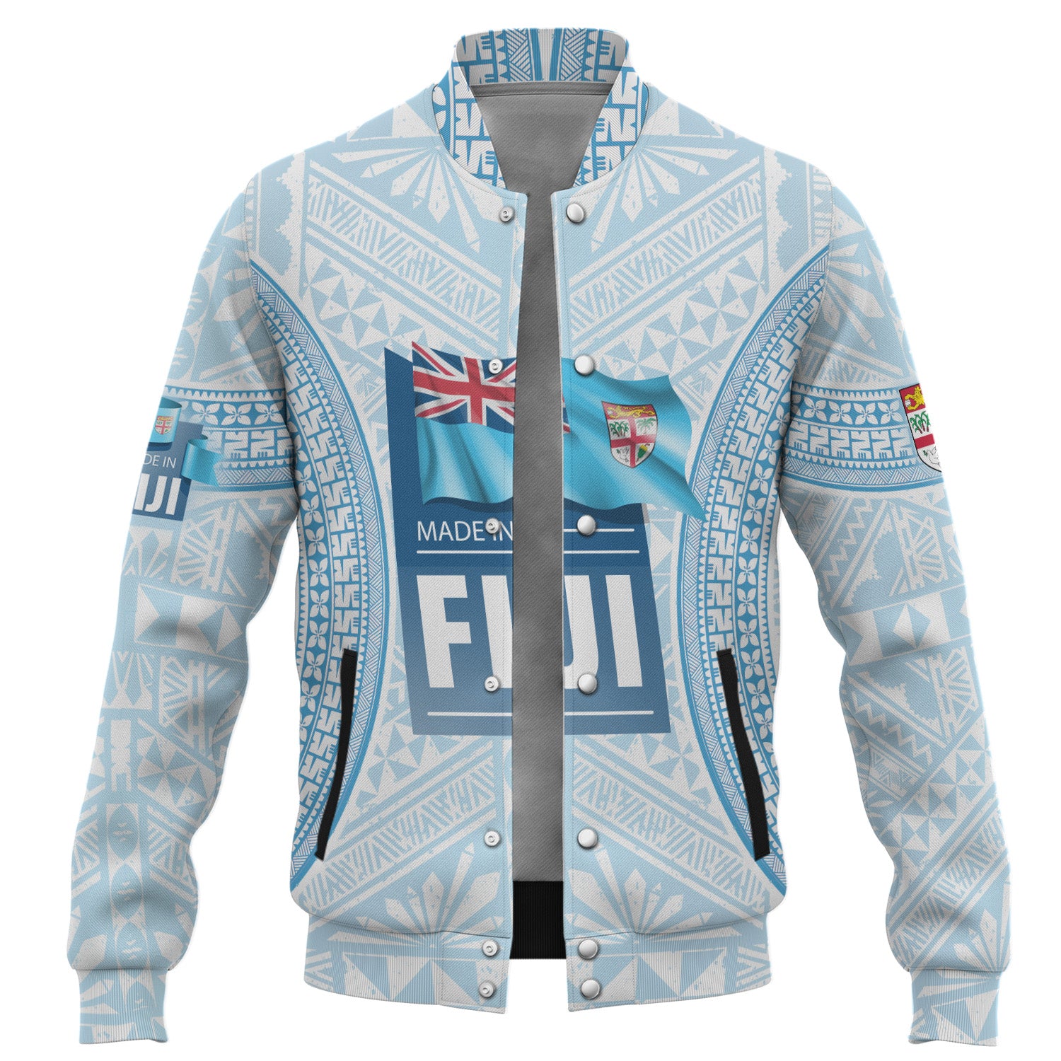 Fiji Baseball Jacket Fijian Tapa Style