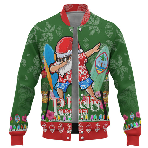 Guam Baseball Jacket Felis Pusgua Tropical Xmas Patterns