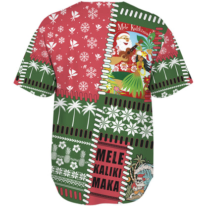 Hawaii Baseball Shirt Santa Surfing Mele Kalikimaka Kanaka Maoli