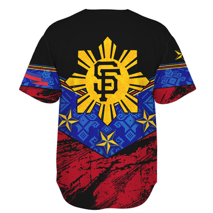 Philippines Filipinos Baseball Shirt San Francisco Filipino Grunge Brush Stroke Style