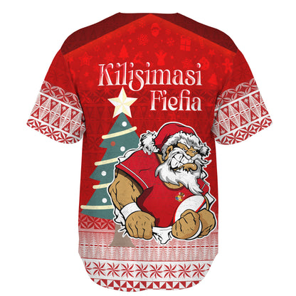Tonga Baseball Shirt Kilisimasi Fiefia Rugby Santa Style