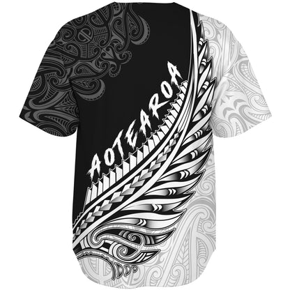 New Zealand Baseball Shirt Maori Silver Fern Rugby Vibe