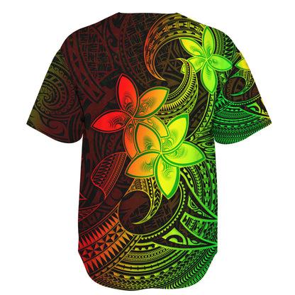 Guam Baseball Shirt Plumeria Flowers Vintage Style Reggae Colors