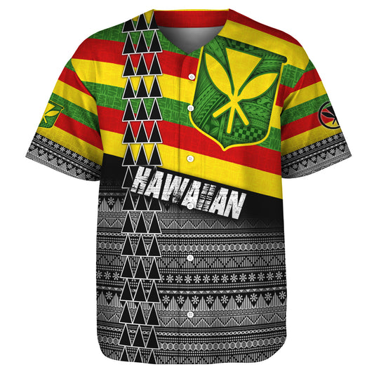 Hawaii Baseball Shirt Kanaka Maoli Flag Polynesian Tribal Patterns Grunge Style