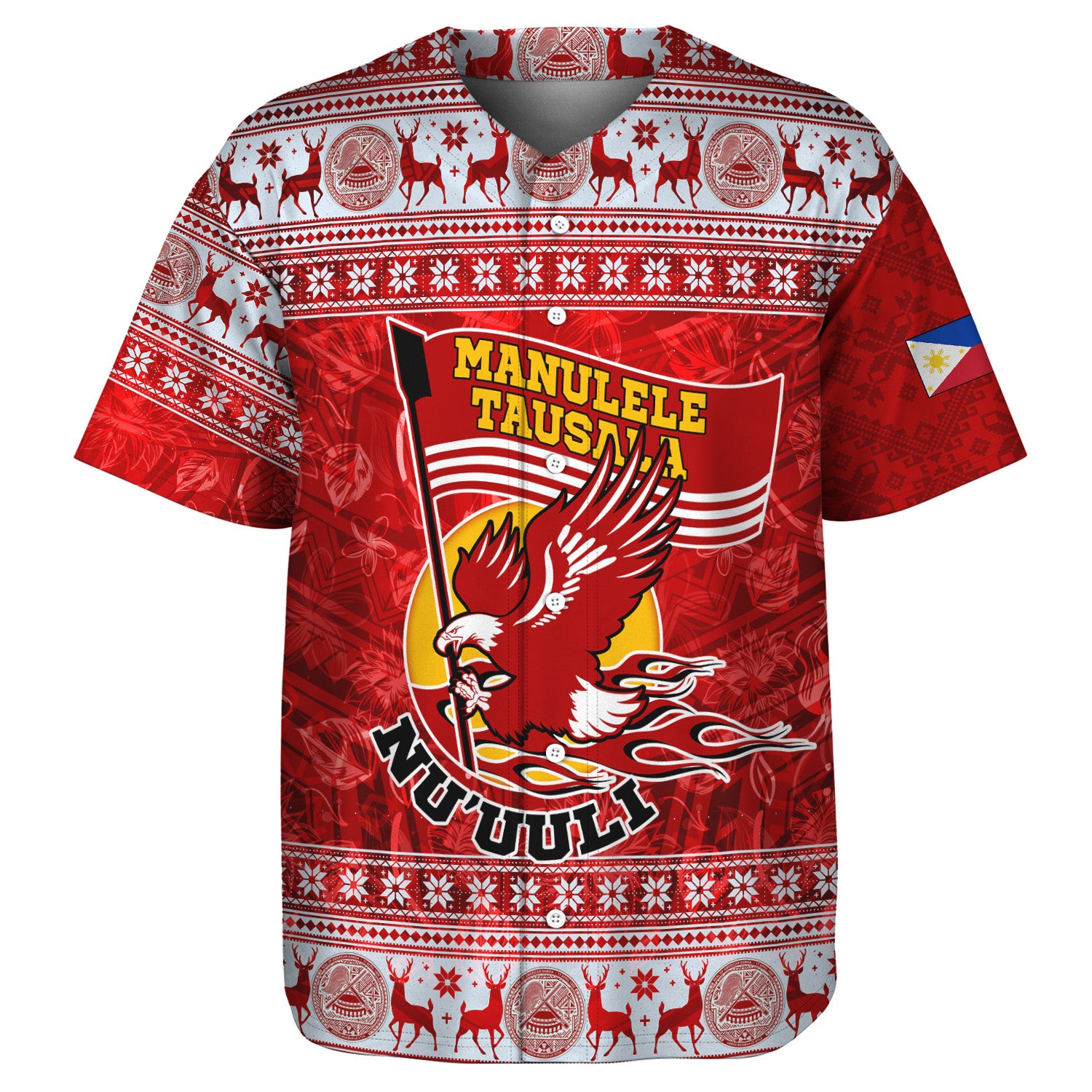 American Samoa Baseball Shirt Nu'uuli Christmas Style