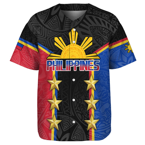 Philippines Filipinos Baseball Shirt Philippines Sun Tribal Pattern Style