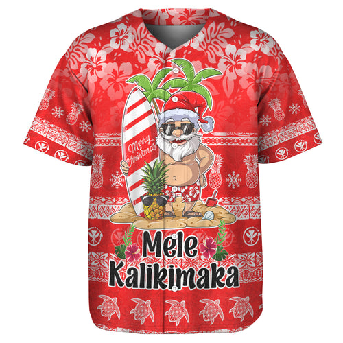 Hawaii Baseball Shirt Mele Kalikimaka Merry Christmas Tree Pineapple Tropical