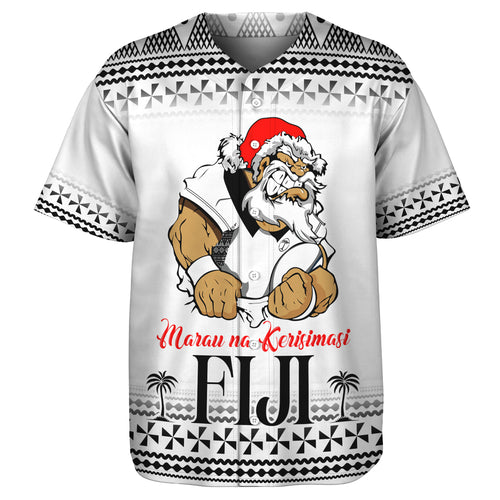 Fiji Baseball Shirt Marau na Kerisimasi Rugby Santa Style