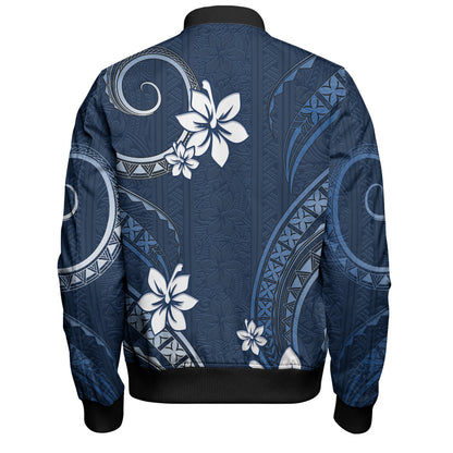 Hawaii Bomber Jacket Polynesian Pattern Plumeria