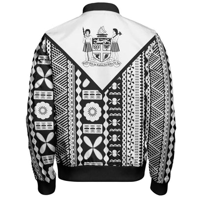 Fiji Rugby Tapa Bomber Jacket Fiji Flag Coat Of Arms Pattern