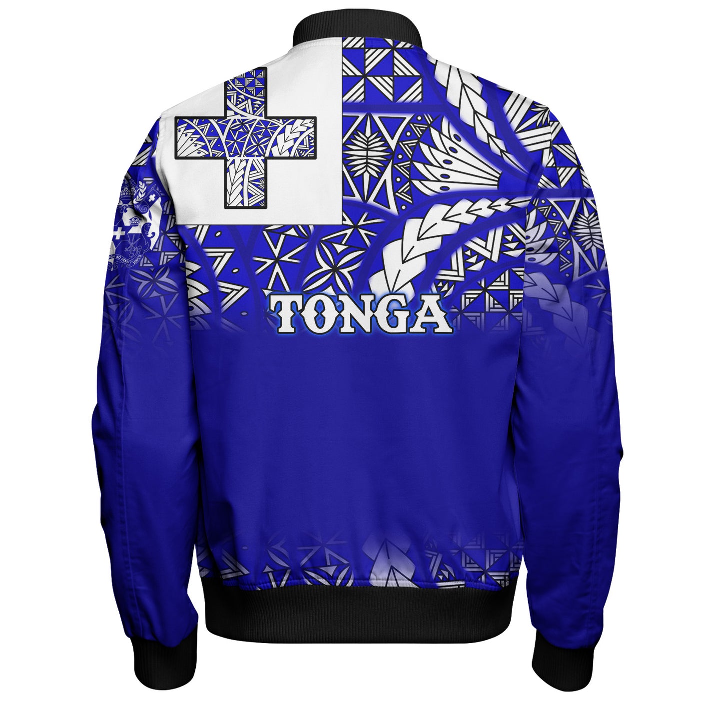 Tonga Bomber Jacket Tonga Blue Color With Traditional Patterns