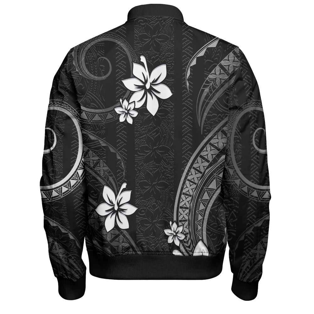 Hawaii Bomber Jacket Polynesian Pattern Plumeria