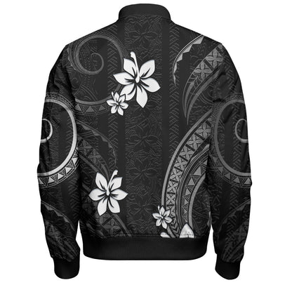 Hawaii Bomber Jacket Polynesian Pattern Plumeria