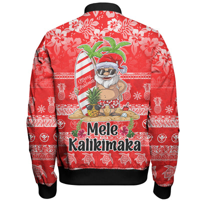Hawaii Bomber Jacket Mele Kalikimaka Merry Christmas Tree Pineapple Tropical