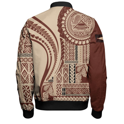 American Samoa Bomber Jacket Seal Samoan Siapo Brown Design