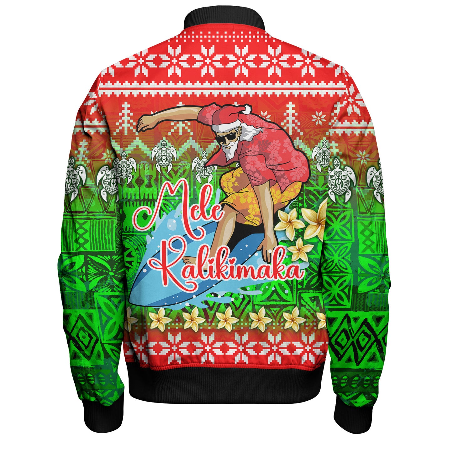 Hawaii Bomber Jacket Santa Surfing Mele Kalikimaka Style