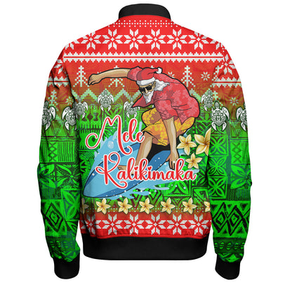 Hawaii Bomber Jacket Santa Surfing Mele Kalikimaka Style