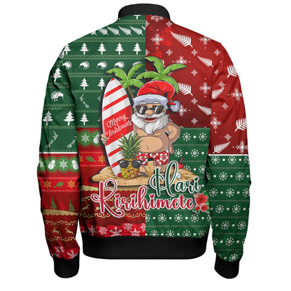 New Zealand Bomber Jacket Maori Hari Kirihimete Tropical Xmas Patterns