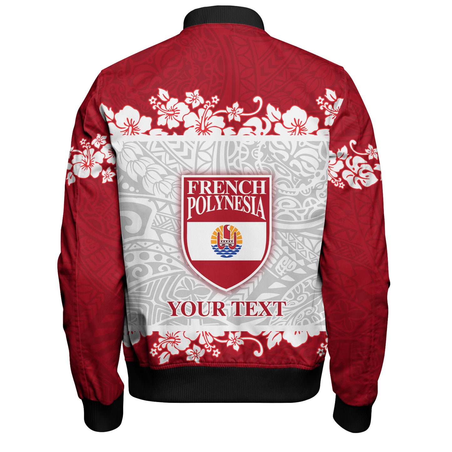 French Polynesia Bomber Jacket Seal With Plumeria Flowers Polynesia Patterns