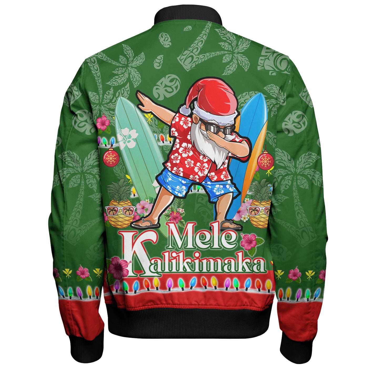 Hawaii Bomber Jacket Mele Kalikimaka Dabbing Santa Christmas Style