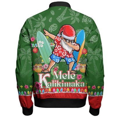 Hawaii Bomber Jacket Mele Kalikimaka Dabbing Santa Christmas Style