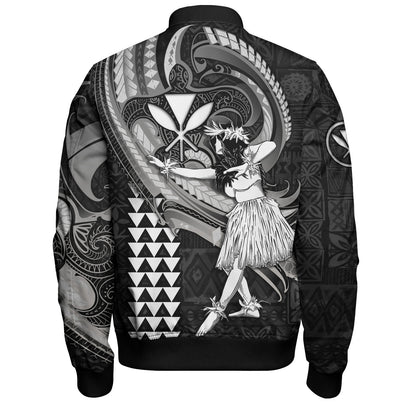 Hawaii Bomber Jacket Kanaka Maoli Hula Girls Polynesian Traditional Tattoo