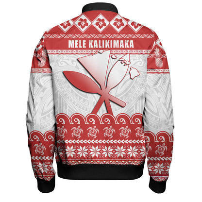 Hawaii Bomber Jacket Santa Surfing Merry Christmas Kanaka Maoli